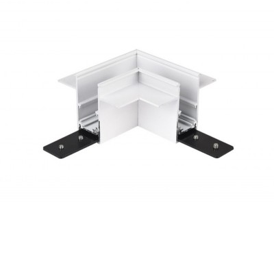 AYLO II CTH90 48V Rohová L spojka 90°, horizontální odbočení, vestavného magnetického systému, pro kolejnice velikosti 52mm, materiál hliník, povrch bílá, 48V, výška 27mm.