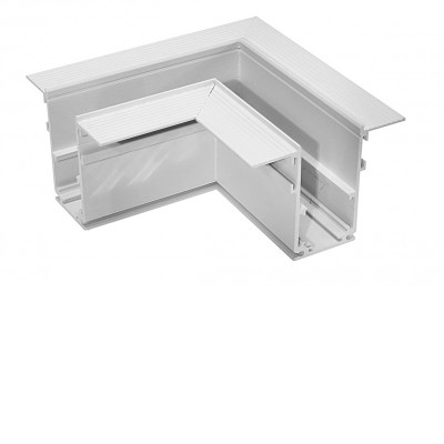 AYLO III CTH90 48V Rohová L spojka 90°, horizontální odbočení, vestavného magnetického systému pro kolejnice velikosti 52mm, materiál hliník, povrch bílá, 48V, výška 27mm.