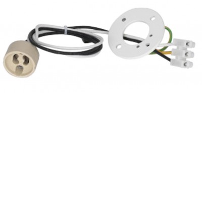 REKOM BASE C 10W GU10 Základna svítidla pro stropní montáž, materiál kov, pro žárovku 10W, GU10ES50, 230V, IP20, d=55mm, vodič l=200mm, krycí váleček SAMOSTATNĚ