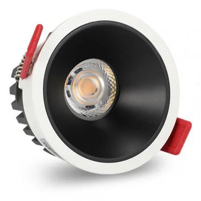 DL06 LED Podhledové svítidlo, těleso hliník, povrch černá, LED 7W, 700lm, teplá 3000K, nastavitelný sklon svícení +/-30°, Ra80, 230V, IP20, d=82mm, h=47mm