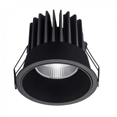 SP-XN LED 15W Podhledové bodové svítidlo, těleso hliník, rámeček černá, komínek černá, LED 15W, 1500lm, neutrální 4000K, Ra80, stmív TRIAC, IP20, d=85mm, h=75mm
