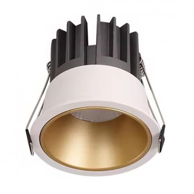 SP-XN LED 7W Podhledové bodové svítidlo, těleso hliník, rámeček bílá, komínek zlatá mat, LED 7W, 700lm, teplá 3000K, Ra80, stmív TRIAC, IP20, d=75mm, h=64mm