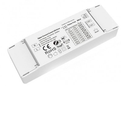 LD 100mA-450mA, 12W TUYA LED driver vstup 230V, výstup 12W, dip přepínatelný proud po 50mA 100mA-450mA, 9-45V, stmívání smart TUYA ZigBee, flickerfree, IP20, rozměry 111x36x20mm