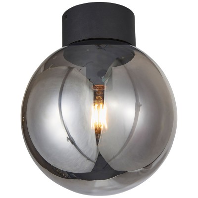 TRINO 1X60W E27 PŘISAZENÉ Stropní, přisazené svítidlo, těleso kov, povrch černá, difuzor sklo kouř, pro žárovku 1x60W, E27, 230V, IP20, tř.2, rozměry d=250mm, h=295mm