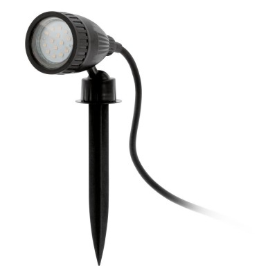 NEMA 1 VÝPRODEJ Bodové svítidlo s bodcem, těleso plast, barva černá, sklo čiré, pro žár. 3W, GU10 ES50, 230V, IP44, tř,2,l=115mm,h=185mm kabel s vidlicí l=2000mm, vč. světelného zdroje teoká 3000K