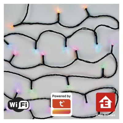 VR řetěz LED, TUYA smart, IP44, 8m, 12m, 18m, 24m Vánoční řetěz, venkovní/vnitřní, 64 modů, 80/120/180/240 LED, RGB, fce svítí nebo mění barvy, ov smart Tuya, Wifi, svítící část l=8/12/18/24m, přívodní kabel černá  l=5m, vč. Adaptéru 230V, IP44, časovač 6h/18h nebo stále
