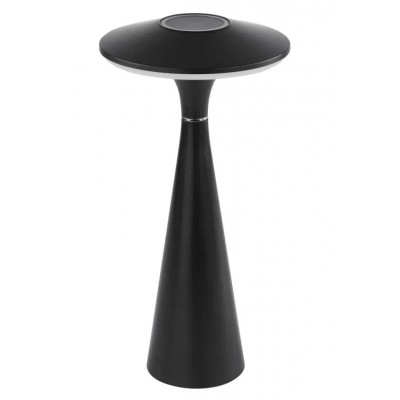 VRANA TL 2,2W CCT USB Stolní lampa, těleso plast černá, dif plast opál, LED 2,2W, 180lm, dotyk CCT přepín teplota teplá 3000K-denní 5000K, stmívání, Ra80, napájení USB 3,7V baterie, IP44, d=130mm, h=270mm.