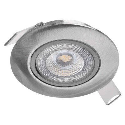 TIN LED 5W, IP20 Vestavné, stropní svítidlo, výklopné +-20°, těleso hliník a plast, povrch broušený nikl, LED 5W, 450lm, neutrální 4000K, 230V, IP20, rozměry d=80mm