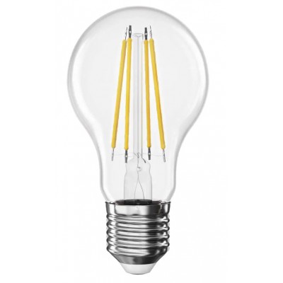 LED žárovka čirá E27 3,8W/5W Světelný zdroj, žárovka hrušková, sklo čiré, LED 3,8W/806lm, 5W/1060lm, E27, A60, teplá 2700K/neutrální 4000K, 230V, d=60mm, l=105mm