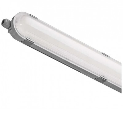 COUVIN 18W IP66 CCT Stropní, průmyslové, prachotěsné svítidlo, těleso plast, povrch šedá, difuzor plast opál, LED 18W, 2700lm, přepín. CCT teplota neutrální 4000K-denní 6500K, Ra80, 230V, IP66, IK08, rozměry 670x80x85mm.