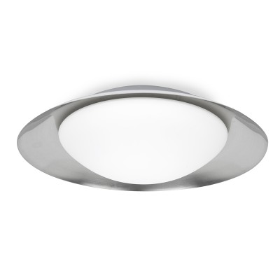 PLOSK LED 1x20W Stropní svítidlo, základna kov barva bílá, difuzor sklo opál, vnitřní barva nikl mat, LED 1x20W,3000K, 1600lm, 230V, IP20, rozměry d=450mm, l=120