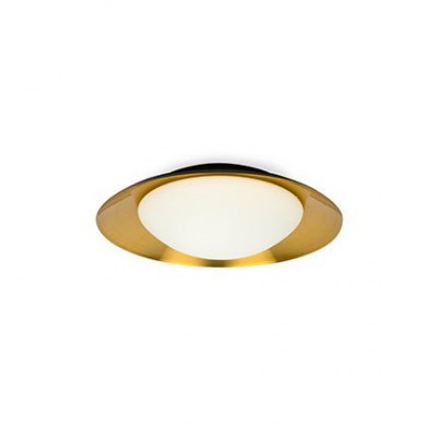 PLOSK LED 1x20W Stropní svítidlo, základna kov barva černá, difuzor sklo opál, vnitřní barva měď, LED 1x20W,3000K, 1600lm, 230V, IP20, rozměry d=450mm, l=120