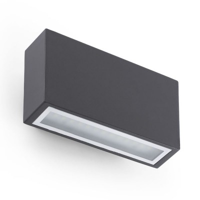 SYRA Nástěné svítidlo, těleso hliník, povrch černá, sklo čiré, LED 6W, teplá 3000K, 400lm/cca 20W žár, 230V, IP44, tř.1, 200x120x80mm, svítí nahoru/dolů