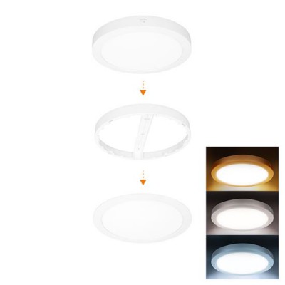 AALEN BI 18W CCT IP54 Stropní přisazené/podhledové svítidlo, kruhové, těleso plast bílá, difuzor plast opál, LED 18W, 1530lm, přepín. CCT  teplá 3000K-denní 6000K, vyzař úhel 160°, 230V, IP54, d=225mm, h=29mm.