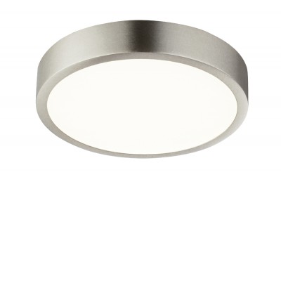 WILLO LED 15W IP20 kruhové VÝPRODEJ Stropní přisazené svítidlo, těleso hliník, povrch nikl mat, difuzor plast opál, LED 1x15W, 1650lm/1350lm, neutrální 4000K, stmív TRIAC, 230V, IP20, tř.2, rozměry d=145mm, h=26mm