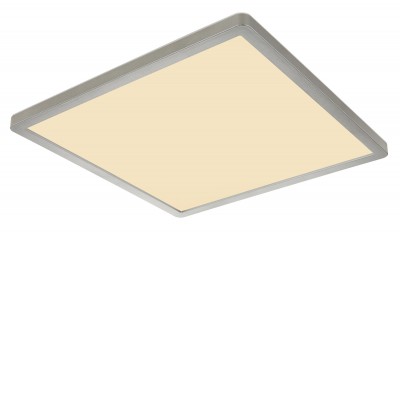 IMIG SQ 18W, IP44 Stropní svítidlo, rámeček nikl, difuzor plast opál, LED 18W, 1600lm, teplá 3000K, Ra80, stmívatelné STEP vyp/zap vypínačem 100% 50% 10%, 230V, do koupelny IP44, 295x295x25mm, svítí nahoru/dolů