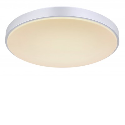 TORUL 24W, CCT Stropní svítidlo, těleso kov bílá mat a plast stříbrná, dif plast opál, LED 24W, 2580lm, dálk ovladačem stmívání, nastavení teploty CCT teplá 2700K-denní 6500K, 230V, IP20, rozměry d=505mm, h=80mm