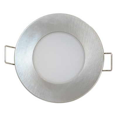 INZA LED 5W IP65/IP20 Stropní, podhledové svítidlo, materiál plast, povrch chrom mat, difuzor plast opál, LED 5W, neutrální 4000K, 350lm, Ra80, 230V, do koupelny IP65/IP20, tř.2, d=83mm, h=50mm
