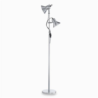 BRANDY 2x60W E27 Stojací lampa dvojitá, pro čtení, těleso kov, povrch chrom, nastavitelný směr svícení, pro žárovku 2x60W, E27, 230V, IP20, tř.2, rozměry viz obrázek