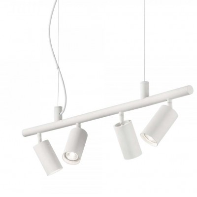 HADAMAR Závěsné bodové svítidlo, nastavitelný směr svícení, základna kov, povrch bílá, pro žárovku 4x28W, GU10, ES50, 230V, IP20, tř.2, rozměry 760x105mm, závěsný kabel l=2250mm, lze zkrátit.