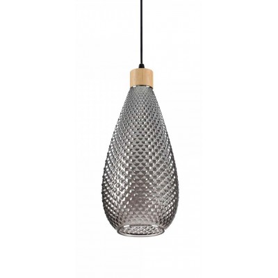 HAUSAL HL II, 1x60W E27 Závěsné svítidlo, základna kov, difuzor sklo kouřová šedá, pro žárovku 1x60W, E27, 230V, IP20, tř.2, rozměry d=160mm, h=380mm, závěsný kabel l=2530mm lze zkrátit.