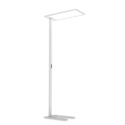 READINGER FL 76W Stojací kancelářská lampa, těleso hliník, povrch bílá, difuzor plast, LED 76W, 10800lm, neutrální 4000K, UGR<16, dotyk stmívač, 230V, IP20, tř.1, 340x1950x500mm, svítí nahoru/dolů, USB připojení
