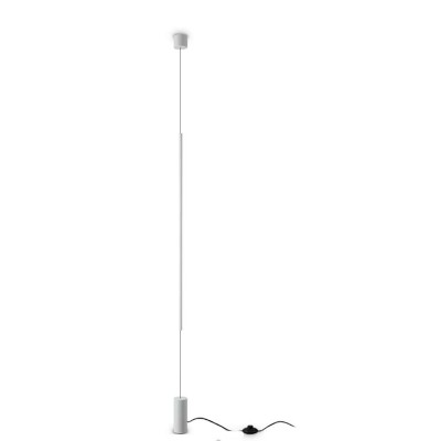 RACIO FL 14W Stojací lampa s upevněním ke stropu, těleso kov, povrch bílá, difuzor plast opál, LED 14W, 1500lm, teplá 3000K, 230V, IP20, rozměry d=60mm, h=7040mm, vypínač na kabelu.