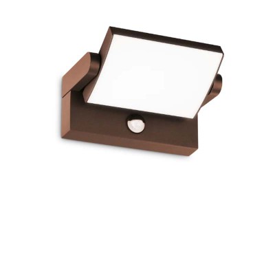 INFLIGO LED 21W IP54 PIR Nástěnné svítidlo, nastav. sklon, PIR senzor pohybu záběr 150°, dosah 8m, čas 3s-3min, soumrak, hliník, kávová, LED 21W, 2300lm, teplá 3000K, 230V, IP54, tř.1, rozměry 212x100x165mm