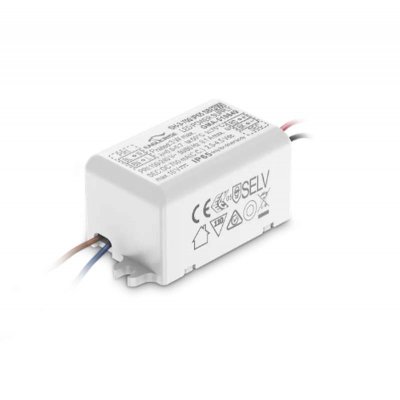 PIRS driver Napájecí zdroj konstatního proudu pro LED 3W, 700mA, 230V, IP65, rozměry 45x20x30mm.