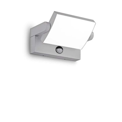 INFLIGO LED 21W IP54 PIR Nástěnné svítidlo, nastav. sklon, PIR senzor pohybu záběr 150°, dosah 8 , mčas 3s-3min, soumrak, hliník, světle šedá, LED 21W, 2300lm, teplá 3000K, 230V, IP54, tř.1, rozměry 212x100x165mm