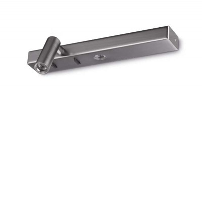 SHER L 6,5W Nástěnné svítidlo pro osvětlení u lůžka v ložnici, nast. směr svícení, těleso kov, povrch nikl, LED 6,5W, 830lm, teplá 3000K, 230V, IP20, tř.2, rozměry 220x60x65mm, vč vypínače na tělese.