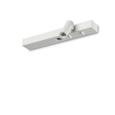 SHER P 6,5W Nástěnné svítidlo pro osvětlení u lůžka v ložnici, nast. směr svícení, těleso kov, povrch bílá, LED 6,5W, 830lm, teplá 3000K, 230V, IP20, tř.2, rozměry 220x60x65mm, vč vypínače na tělese.
