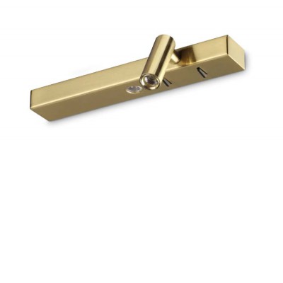 SHER P 6,5W Nástěnné svítidlo pro osvětlení u lůžka v ložnici, nast. směr svícení, těleso kov, povrch mosaz, LED 6,5W, 830lm, teplá 3000K, 230V, IP20, tř.2, rozměry 220x60x65mm, vč vypínače na tělese.