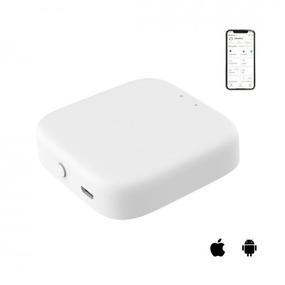 GW Tuya, WiFi 2.4GHz, ZigBee 3.0 v3, Bluetooth Brána, gateway, bridge pro smart systém Tuya, WiFi 2.4GHz, Zigbee 3.0,v3, Bluetooth, pro komunikaci čidel a spotřebičů a Google Assistant, Alexa, napájení microUSB, 5V, IP20, rozměry 61x61x16mm