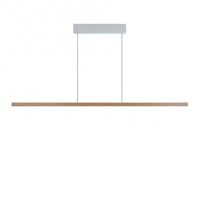 LED 37W Ra90 Závěsné svítidlo, ovládání senzorem, kov, bílá a dřevo světlé, LED 37W, 5470lm, teplá 3000K, stmívatelné, Ra90, 230V, IP20, rozměry 1570x33×31mm, vč. záv. lanka l=1500mm, lze zkr, svítí nahoru/dolů.