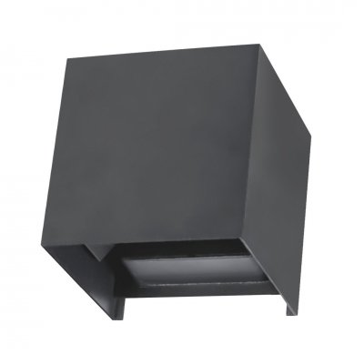 LED 6W IP65 Nástěnné venkovní svítidlo, základna hliník, povrch černá antracit, LED 6W, 340lm, teplá 3000K, 230V, IP65, rozměry 100x100x100mm, svítí nahoru/dolů
