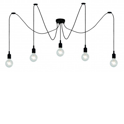 SKIVEX V Závěsný kabel s objímkou, těleso plast, povrch černá, pro žárovku 5x60W, E27, 230V, IP20, tř.1, rozměry d=1500mm, výška závěs kabelu h=1000mm, lze zkrátit.