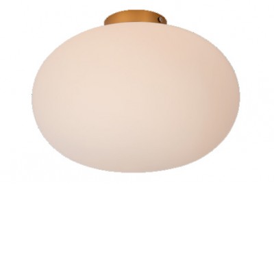MOUTIN PL 1x40W, E27 Stropní přisazené svítidlo, těleso kov, povrch zlatá mat, difuzor sklo opál, pro žárovku 1x40W, E27, 230V, IP20, tř.1, rozměry d=380mm, h=250mm