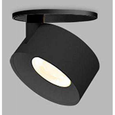 CANNES LED 11W Stropní podhledové bodové svítidlo vyzař úhel 30°, nastavitelný sklon svícení 90°, hliník, povrch černá/černá, LED 11W, 770lm, teplá 3000K, Ra80, stmív TRIAC, 230V, IP20, rozměry d=77mm, h=77mm