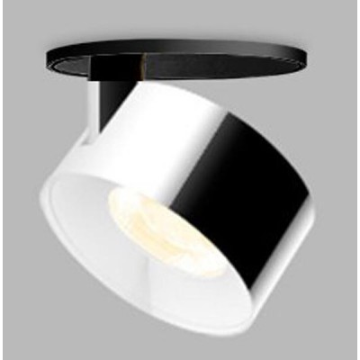 CANNES LED 11W Stropní podhledové bodové svítidlo vyzař úhel 30°, nastavitelný sklon svícení 90°, hliník, povrch černá/chrom, LED 11W, 770lm, teplá 3000K, Ra80, stmív DALI/PUSH, 230V, IP20, rozměry d=77mm, h=77mm
