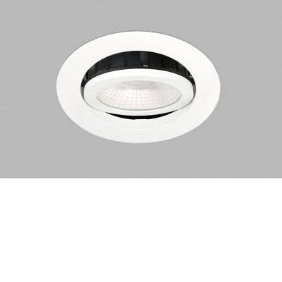 JAWORR 8W IP65 TRIAC +-30° Stropní podhledové bodové svítidlo, výklopné +-30°, těleso hliník, bílá, LED 8W, 735lm, teplá 3000K, stmív. TRIAC, vyzař. úhel 60°, Ra90, 230V, do koupelny IP65, rozměry d=80mm, h=30mm.