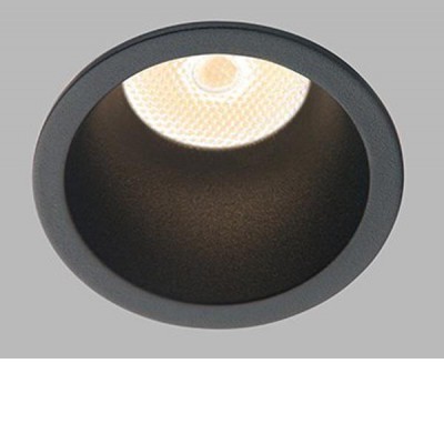SSONE LED 10W, IP44 Vestavné zápustné svítidlo, kruh, těleso hliník, povrch černá, difuzor plast, LED 10W, 850lm, teplá 3000K, Ra80, stmívatelné DALI, 230V, do koupelny IP44, rozměry d=75mm, h=85mm