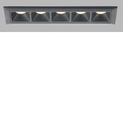 CERGY 10W Casambi Vestavné zápustné svítidlo, těleso hliník, povrch černá, difuzor plast, LED 5x2W, 1050lm, teplá 3000K, Ra80, stmív Casambi, 230V, IP20, rozměry 147mm x 45mm