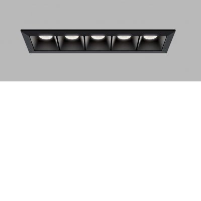 CERGY 10W CCT Podhledové zápustné svítidlo, těleso hliník, povrch černá, rámeček černá, LED 5x2W, 1400lm, přepín CCT teplota teplá 3000K-neutrální 4000K, stmív. DALI-PUSH, Ra90, UGR<19, 230V, IP20, 147x50x45mm.