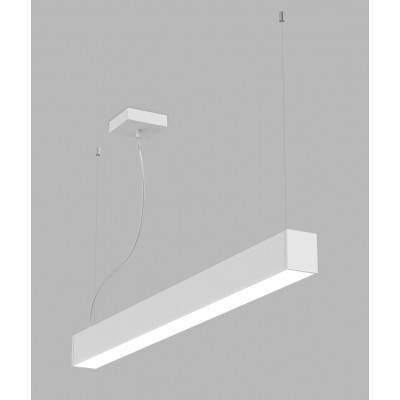 KIKI 60W, CCT, DALI/PUSH Závěsné svítidlo, kov, bílá, dif. plast opál, LED 60W, 6600lm, přep. teplota CCT teplá 3000K/neutr 4000K, stmív. DALI/PUSH, vyz. úhel 110°, Ra90, 230V, IP20, 1500x70x59mm, záv lanko l=2500mm, lze zkr