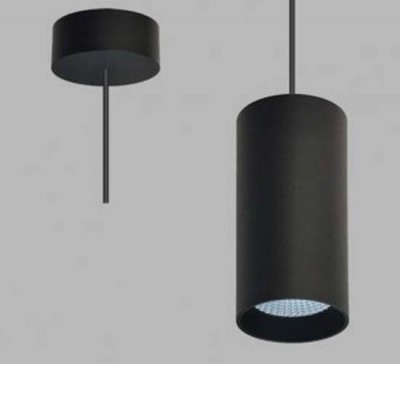 SWIEBODZ Závěsné svítidlo, těleso hliník, povrch černá,  LED 15W, 1400lm, neutrální 4000K, stmív. TRIAC, 230V, IP20, rozměry d=80mm, h=192mm, vč závěs kabelu h=2000mm, lze zkrátit.