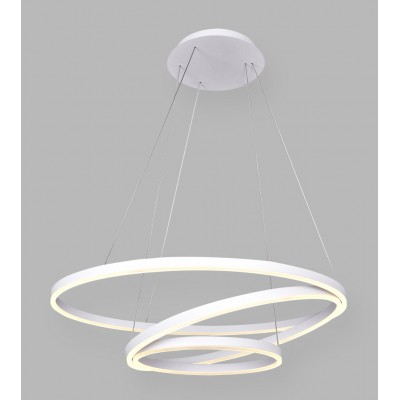 CHATOU 136W CCT DALI/PUSH Závěsné svítidlo, hliník, bílá, difuzor plast opál PMMA, LED 136W, 12104lm, přpe. teplota CCT teplá 3000K-neutrální, stmív DALI/PUSH, 230V, IP20, tř.1, rozměry d=800mm, vč záv. lanka l=2500mm, lze zkr