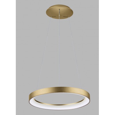 LEGNICA S Závěsné svítidlo, hliník, zlatá, difuzor plast opál, LED 48W, 3360lm, přepín. teplota CCT teplá 3000K, neutrální 4000K, stmív. TRIAC, 230V, IP20, rozměry d=580mm, vč závěs lanka l=2500mm, lze zkr.