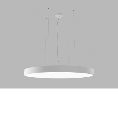 CAMB SLSU Závěsné svítidlo, hliník, bílá, difuzor plast opál, LED 80W, 5600lm, přepín teplota CCT teplá 3000K, neutrální 4000K, Ra80, stmív ZigBee, 230V, IP20, rozměry d=800mm, h=60mm, lank záv 2400mm