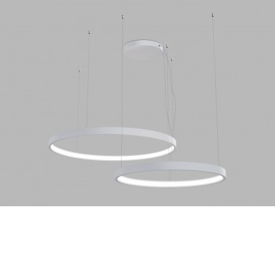 PORKA 100W CCT TRIAC Závěsné svítidlo, hliník, bílá, dif plast opál, LED 100W, 7000lm, přepín.teplota CCT teplá 3000K-neutrální 4000K, stmív. TRIAC, 230V, IP20, tř.1, d=600+800mm, vč závěs lanka l=2500mm, lze zkr